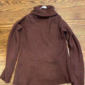 Brown Turtleneck Knit Sweater